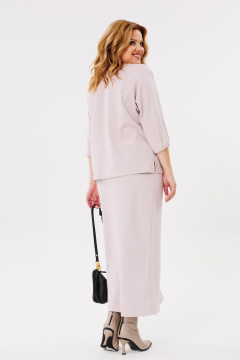 Трикотажный костюм с юбкой и джемпером, в стиле классика, демисезон Michel chic 1399 розовый - фото 5
