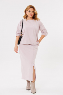 Трикотажный костюм с юбкой и джемпером, в стиле классика, демисезон Michel chic 1399 розовый - фото 3
