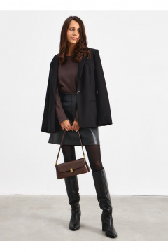 Юбка из экокожи черная А-образного силуэта с молнией ATTIKA A3047-1 - фото 1