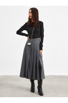Миди-юбка из костюмной ткани с разрезом и высокой талией ATTIKA A3049 - фото 3