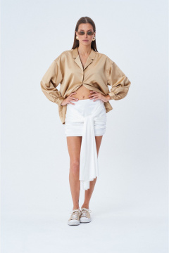 Мини-юбка из текстиля с завязками и трансформируемым фасоном SHAM SHAM 1010 белый - фото 3