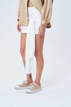 Мини-юбка из текстиля с завязками и трансформируемым фасоном SHAM SHAM 1010 белый - фото 1