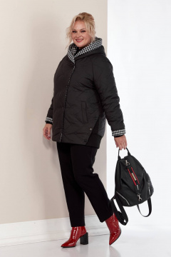 Куртка утепленная из водоотталкивающей ткани с капюшоном и оригинальной отделкой Shetti 2155 черный - фото 3