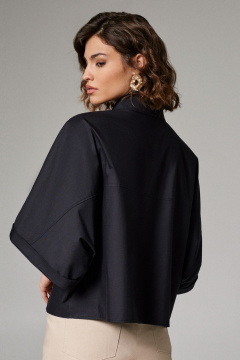 Блуза свободная укороченная из хлопка с рукавом 3/4 Панда 170240w черный - фото 3