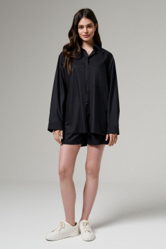 Блуза и шорты из хлопковой ткани для лета Панда 170920w черный - фото 3