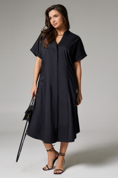 Черное платье из хлопка с рельефными швами и карманами Панда 172680w черный - фото 1