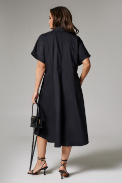 Черное платье из хлопка с рельефными швами и карманами Панда 172680w черный - фото 4