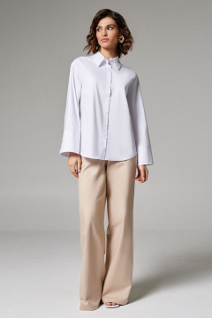 Блуза из хлопка с воротником-стойкой и длинным рукавом Панда 172940w белый - фото 1