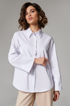 Блуза из хлопка с воротником-стойкой и длинным рукавом Панда 172940w белый - фото 2