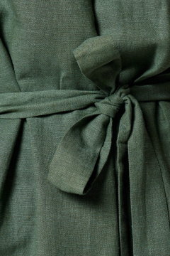 Платье из льняной ткани с дизайнерским элементом Панда 174180w изумрудный - фото 4