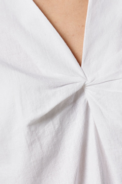 Блуза свободного кроя из хлопка с коротким рукавом и разрезами Панда 174540w белый - фото 3