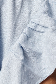 Блуза льняная из хлопка с сборкой и кулисой по низу Панда 174740w голубой - фото 3