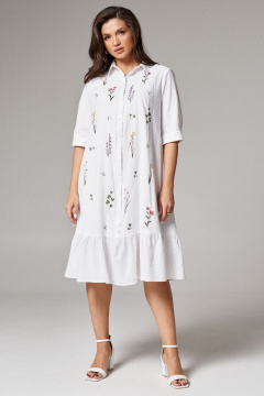 Платье из хлопка с вытачками и вышивкой Панда 175080w белый - фото 1