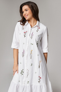 Платье из хлопка с вытачками и вышивкой Панда 175080w белый - фото 2
