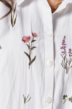 Платье из хлопка с вытачками и вышивкой Панда 175080w белый - фото 4