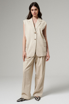 Бежевый жилет из вискозы на подкладке для демисезона Панда 179337w бежевый - фото 1