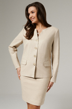 Бежевый жакет из вискозы с рельефными швами для демисезона Панда 179430w бежевый - фото 2