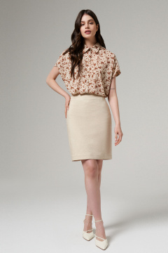 Бежевая юбка из вискозы с вытачками для повседневности Панда 181350w бежевый - фото 1