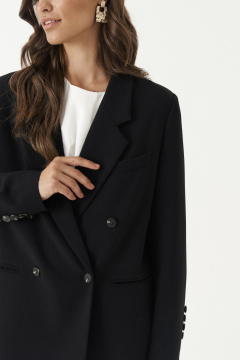Жакет прямого кроя из смесовой ткани с классической длиной Панда 187230w черный - фото 3