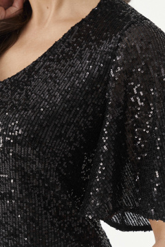 Платье из пайеток и трикотажа для торжественных случаев Панда 200180w черный - фото 4