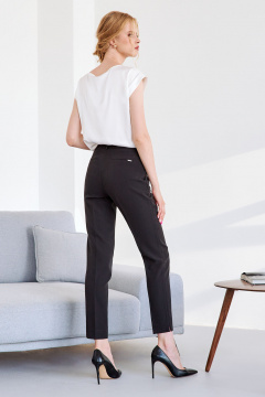 Черные укороченные брюки с высокой посадкой для демисезона Панда ПА-424960w черный - фото 4
