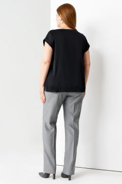 Черная базовая блузка из струящейся ткани с блеском Панда ПА-459343 черный - фото 2