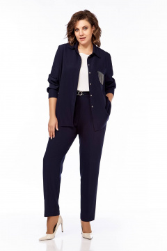 Демисезонный стильный костюм из синего текстиля Temper 148 темно-синий - фото 1