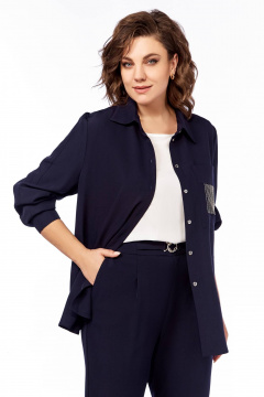 Демисезонный стильный костюм из синего текстиля Temper 148 темно-синий - фото 5