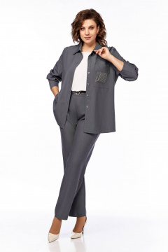 Двухсторонний демисезонный костюм из текстиля с карманами Temper 148 серый - фото 1