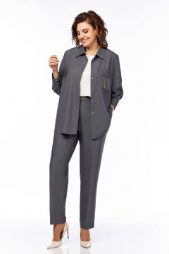 Двухсторонний демисезонный костюм из текстиля с карманами Temper 148 серый - фото 4