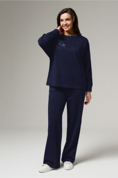 Брюки и джемпер из трикотажа для повседневной носки PND 01520P темно-синий - фото 1