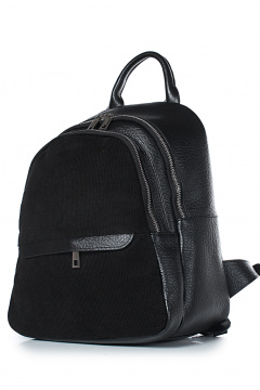 Кожаный рюкзак на одно отделение с карманами Galanteya 1124.24с630к45 черный - фото 1