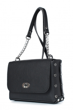 Экокожаная сумка на одно отделение с клапаном и заклепками Galanteya 25223.23с1202к45 черный - фото 1