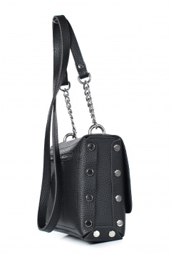 Экокожаная сумка на одно отделение с клапаном и заклепками Galanteya 25223.23с1202к45 черный - фото 4