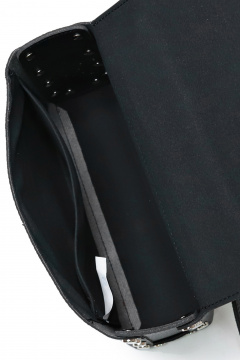 Экокожаная сумка на одно отделение с клапаном и заклепками Galanteya 25223.23с1202к45 черный - фото 5