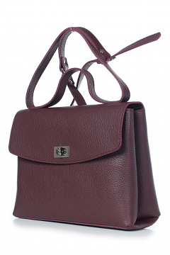Кожаная сумка на два отделения с клапаном и никелевой фурнитурой Galanteya 34623.24с76к45 бордо - фото 1
