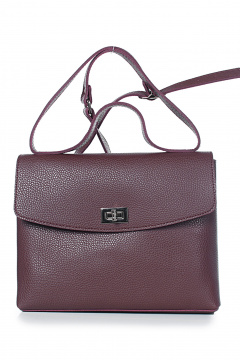 Кожаная сумка на два отделения с клапаном и никелевой фурнитурой Galanteya 34623.24с76к45 бордо - фото 2