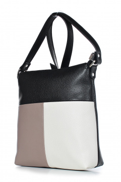 Экокожа мультиколорная сумка с карманами и ремнем Galanteya 36423.23с1380к45 черный/кофейн - фото 1