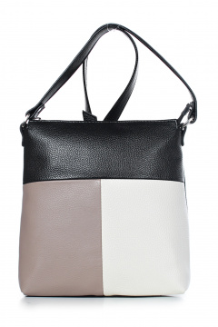 Экокожа мультиколорная сумка с карманами и ремнем Galanteya 36423.23с1380к45 черный/кофейн - фото 2