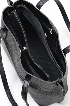 Бежевая и черная сумка из экокожи на три отделения Galanteya 42023.23с1397к45 черный/платин - фото 5