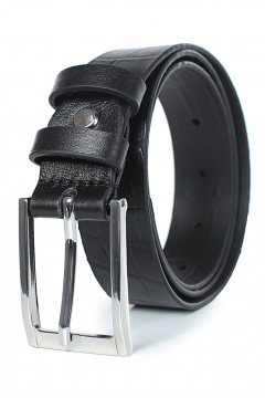 Ремень из натуральной кожи в обрезку с тиснением, черный Galanteya 43622.23с152к45 1р черный - фото 2