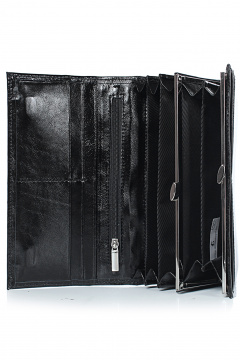 Кожаное портмоне с клапаном на магните и краями в загибку Galanteya 45217.24с358к45 черный - фото 3