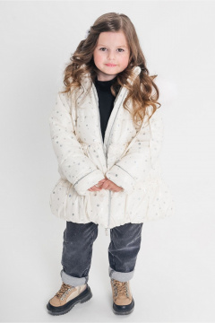 Стеганое укороченное зимнее пальто на молнии для девочки Франтишка З-3108 я-21с-122-с78 молочный - фото 4
