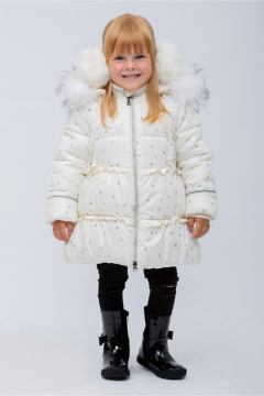 Стеганое укороченное зимнее пальто на молнии для девочки Франтишка З-3108 я-21с-122-с78 молочный - фото 1