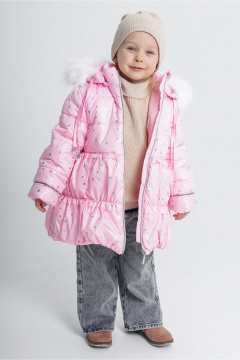 Утепленное зимнее пальто с рюшем и меховым капюшоном Франтишка З-3108 я-21с-122-с78 светло-розовый - фото 1