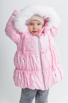 Утепленное зимнее пальто с рюшем и меховым капюшоном Франтишка З-3108 я-21с-122-с78 светло-розовый - фото 4