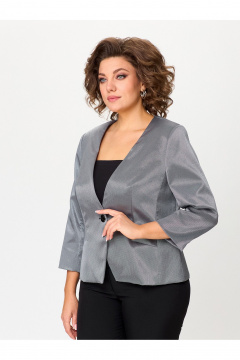 Серый текстильный жакет с рельефами и без воротника Zlata 4425 серый - фото 5