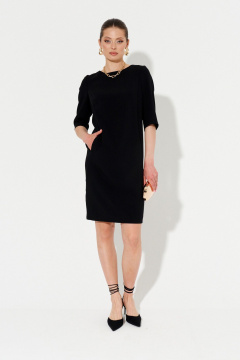 Черное кокон-платье из смесовой ткани с карманами Ketty K-18881 черный - фото 2