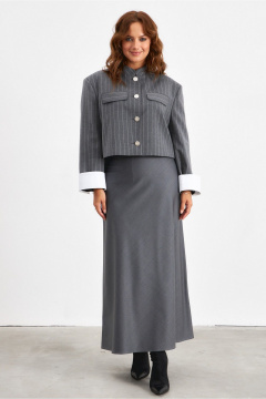 Юбка А-силуэта со шлицей из вискозы и текстиля Avord V3134 серый - фото 1