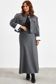 Юбка А-силуэта со шлицей из вискозы и текстиля Avord V3134 серый - фото 2